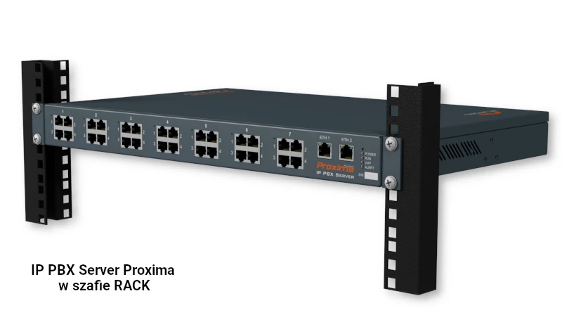 Platan Proxima – centrala IP PBX zamontowana w szafie RACK